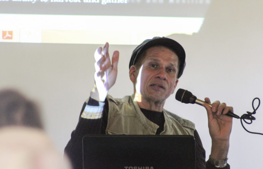 Guest speaker Craig Torres presenting at Rancho Los Cerritos first lecture in its Foodways of the West series.