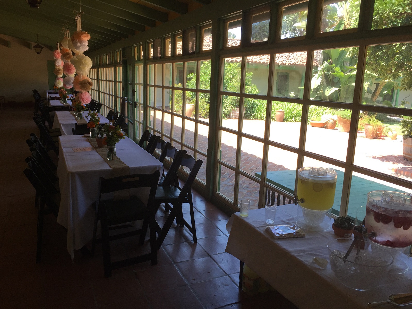 tables in sun porch baby shower