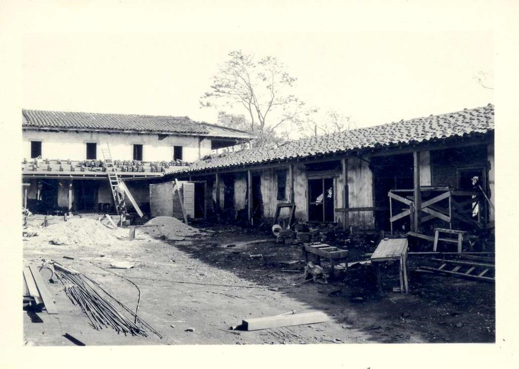 Courtyard and tile roof under construction. October 1930