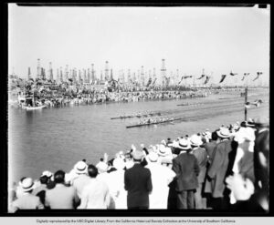 View of a Crowd Watching a Rowing Competition in Long Beach 1932